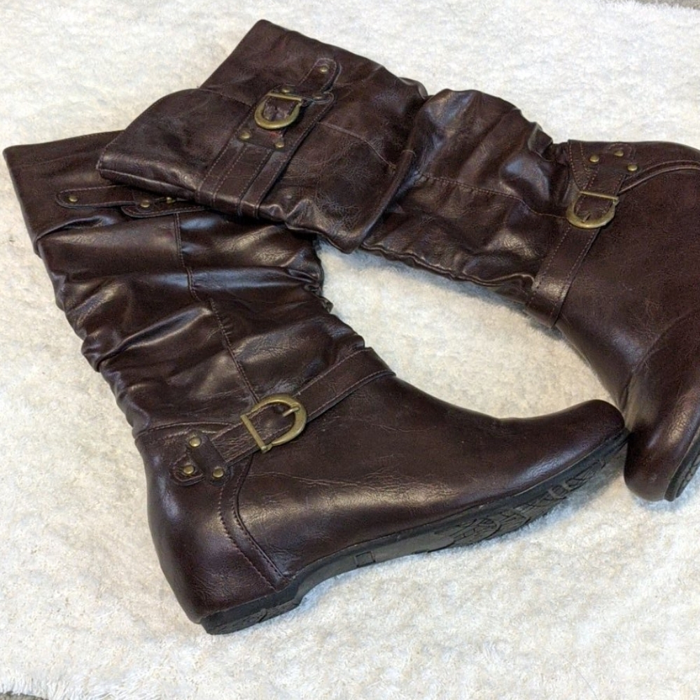 Faux Leather Brown Boots